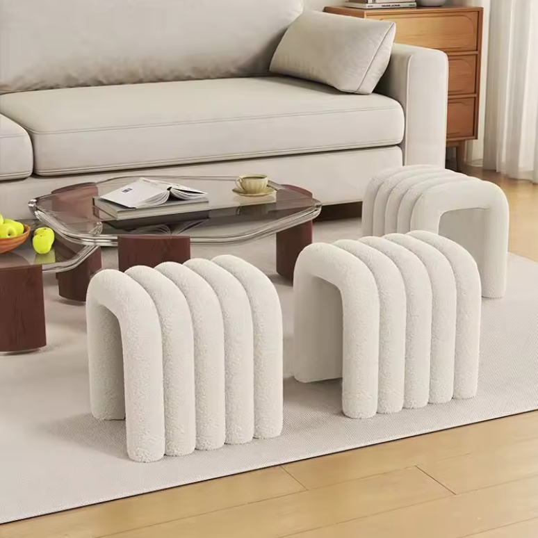 3 White Ula Luxury Modern stool online Livingroom floor