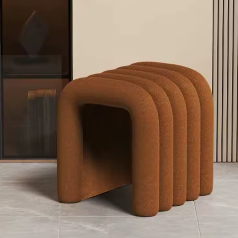 Brown textured Ula Luxury Modern stool on marble floor