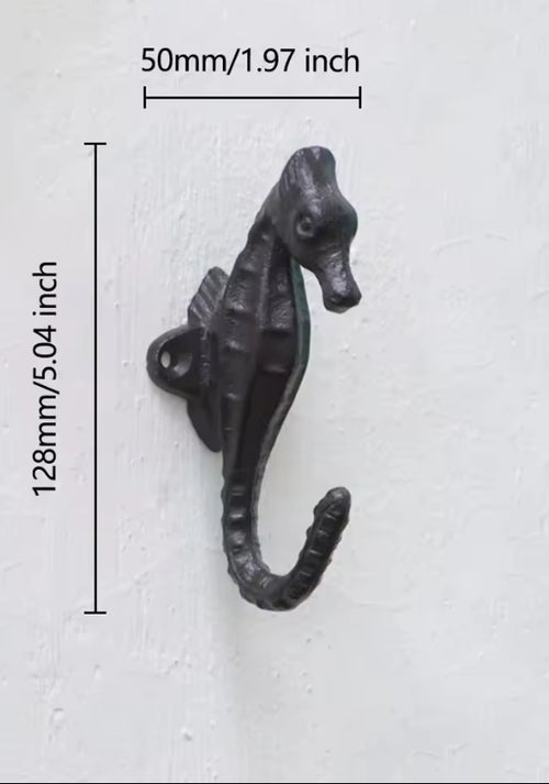 Cast iron seahorse wall hook