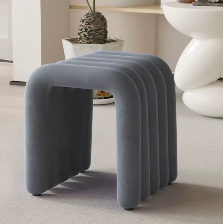 Grey textured Ula Luxury Modern stool on marble floor home decor