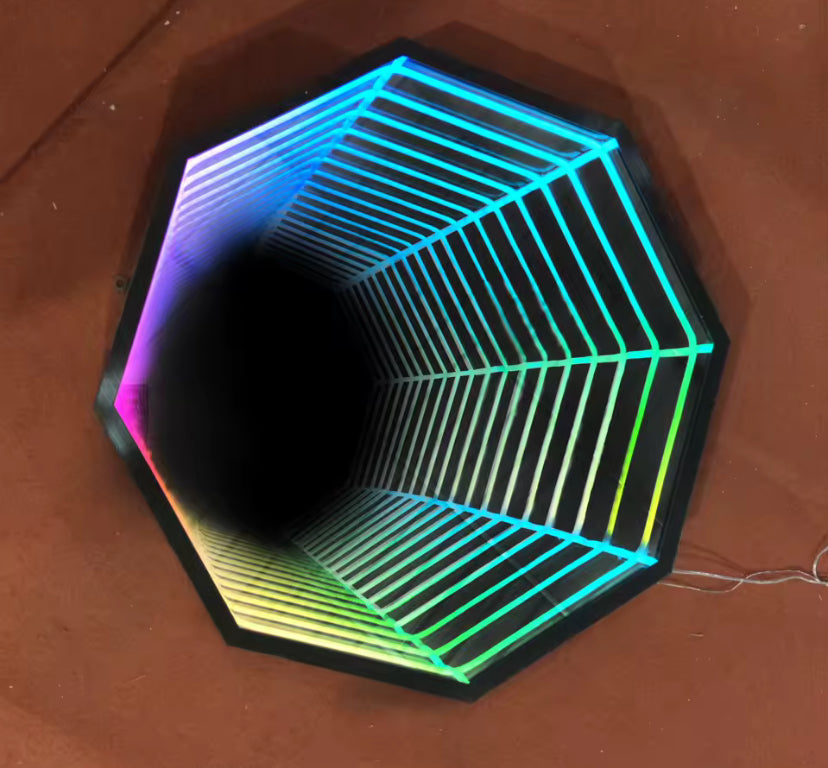 Large octagonal infinity mirror unique statement decor for modern home den games room 