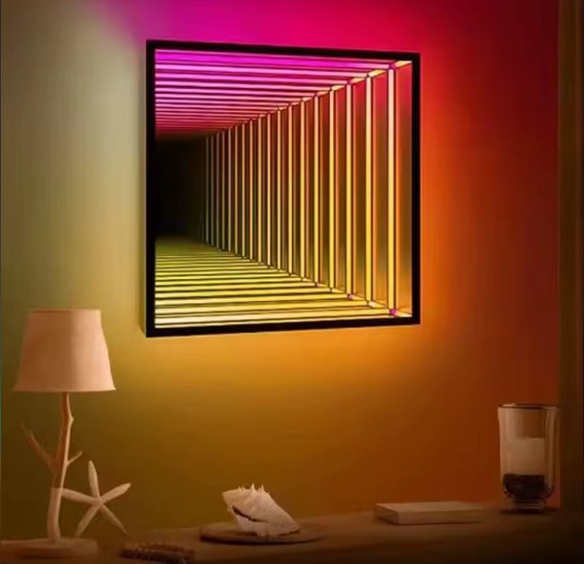 Large rectangular infinity mirror unique statement decor for modern home den games room 