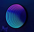 Large neon round infinity mirror unique statement decor for modern home den games room 