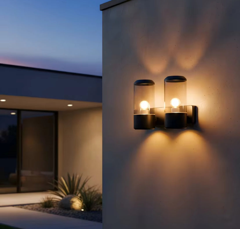Lumièra Halo Glass Cylinder Wall Sconce Modern outdoor wall lights