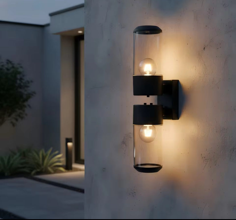 Lumièra Halo Glass Cylinder Wall Sconce Outdoor wall light fixture