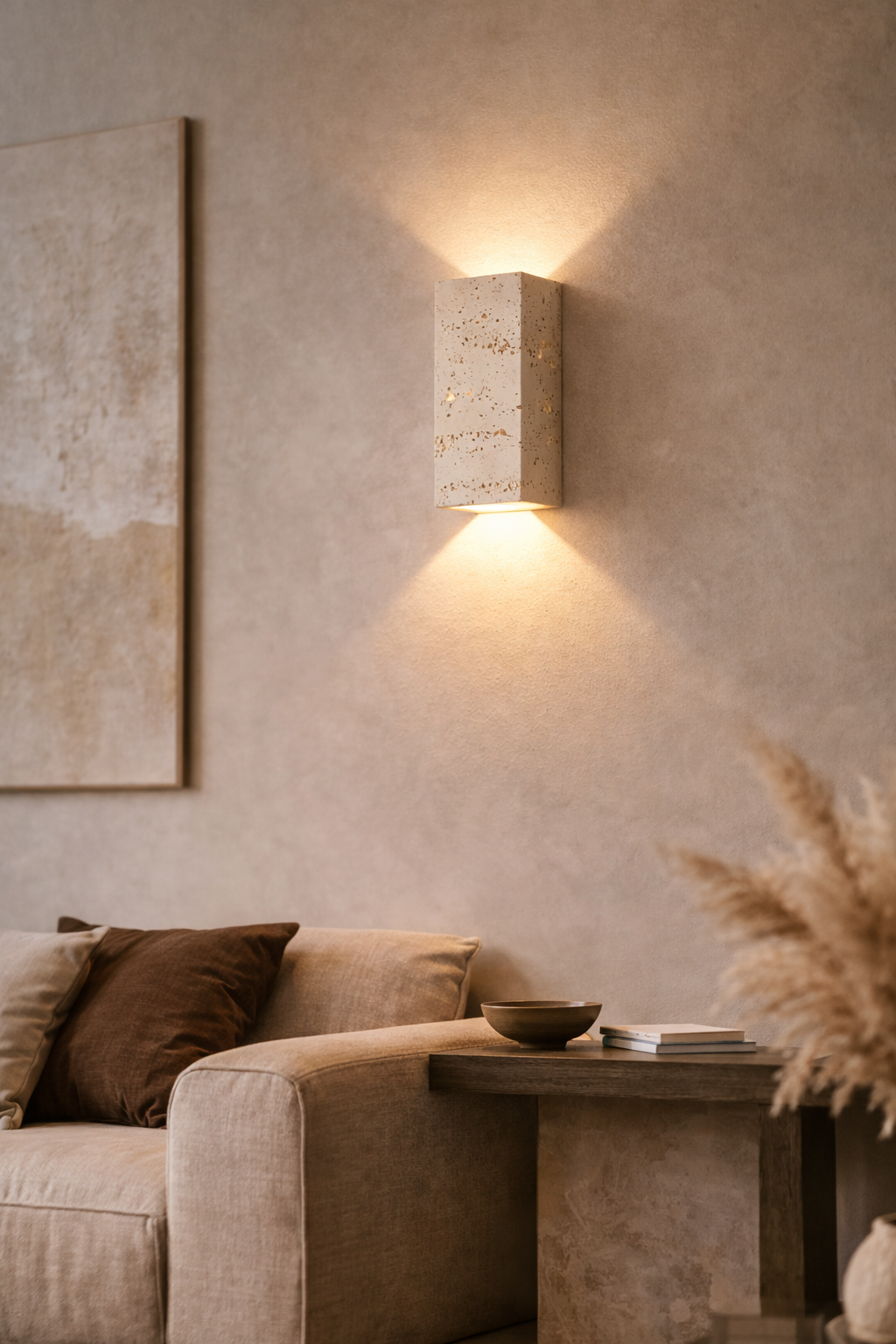 Luxurious travertine stone wall sconce interior design for luxury home
