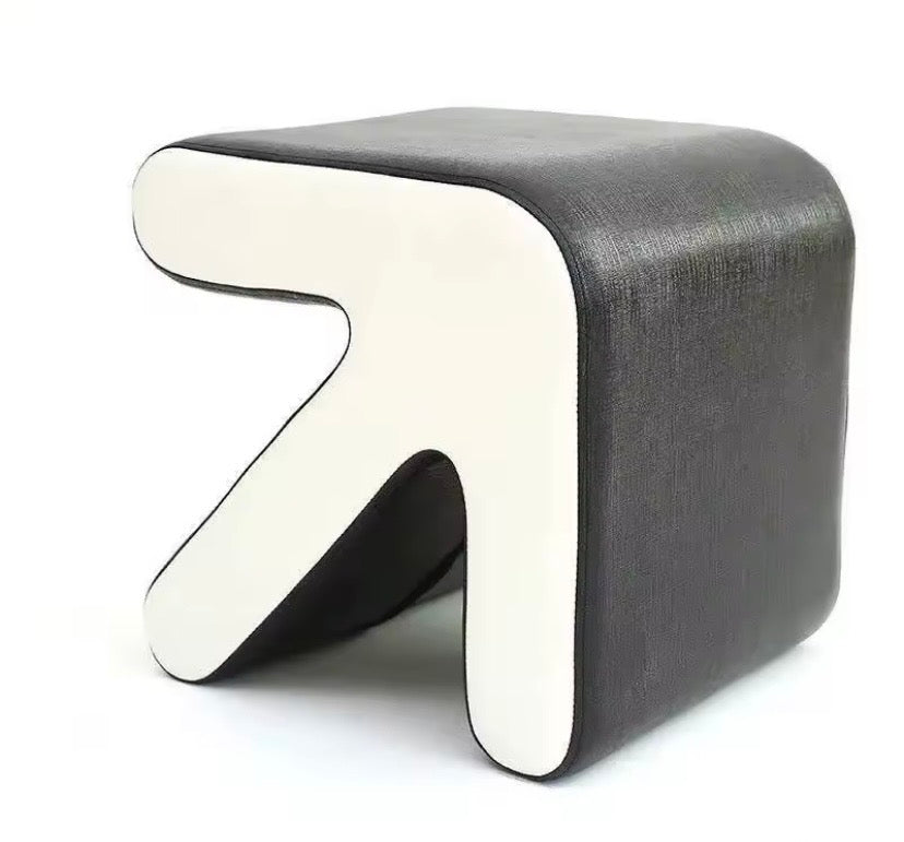 Napa leather arrow foot stool ottoman in black and white leather perfect unique modern funky home statement stylish decor