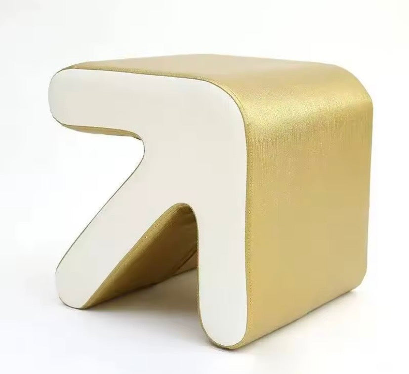Napa leather arrow stool in gold and white  leather perfect unique modern funky home statement stylish decor