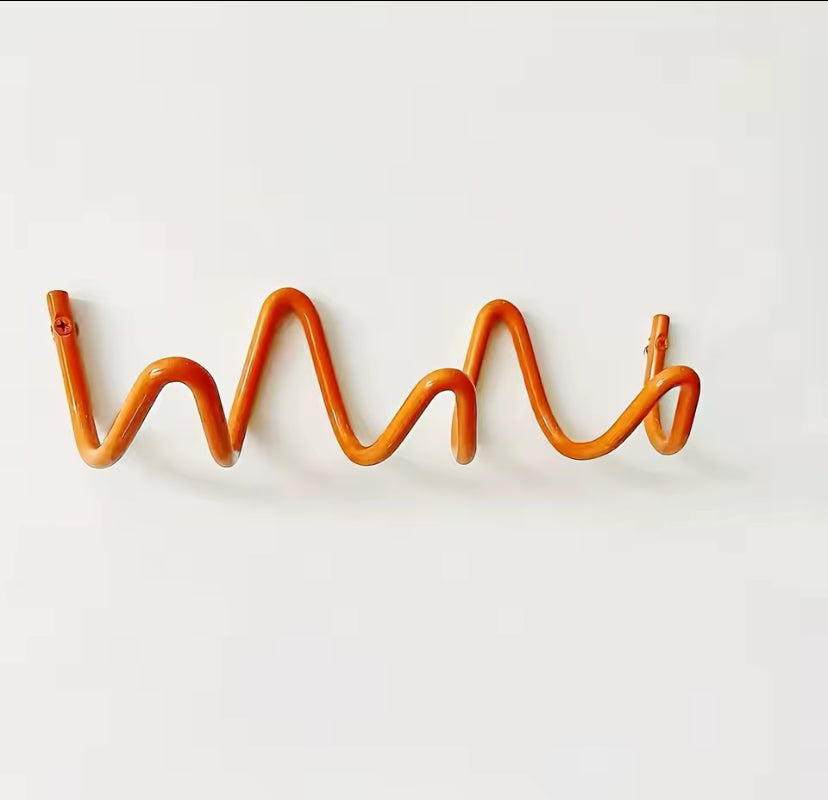 Orange wavy Squiggle coat hook