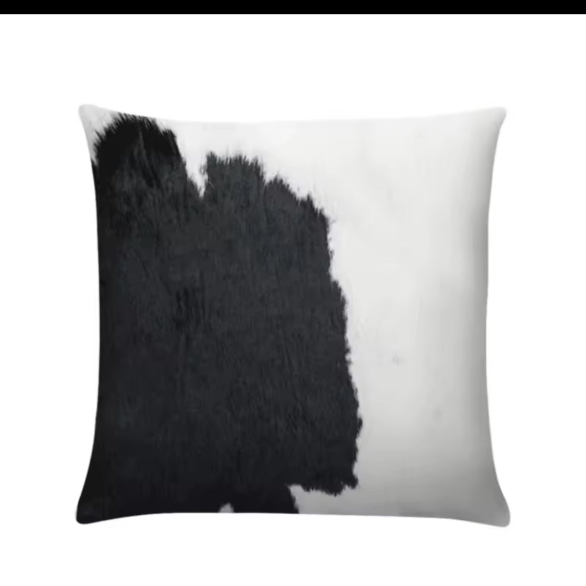 Real Cowhide pillow case for living room couch or bedroom bedding decor black and white
