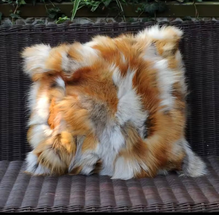 Real Red Fox fur pillow luxury statement Livingroom home decor 