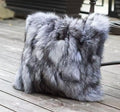 Real Silver Fox fur pillow large 50cm x 50cm