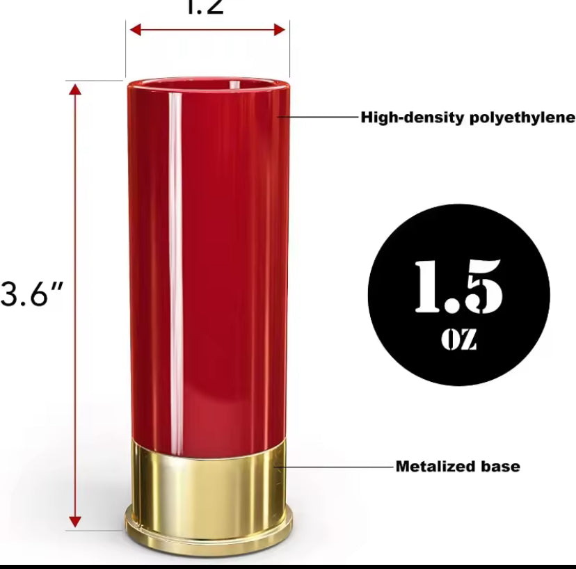 Red shotgun shell shotglasses Extra large size high quality gift 1.5oz shot glasses
