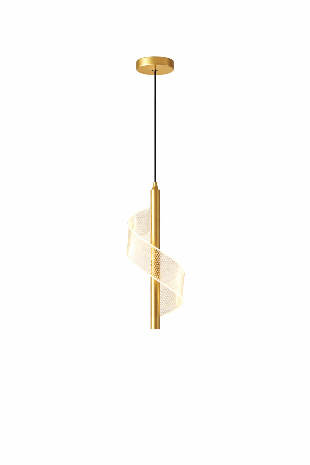 Single Noir Halo Spiral LED Pendant Light – Modern Minimalist Hanging Lamp (gold) 2