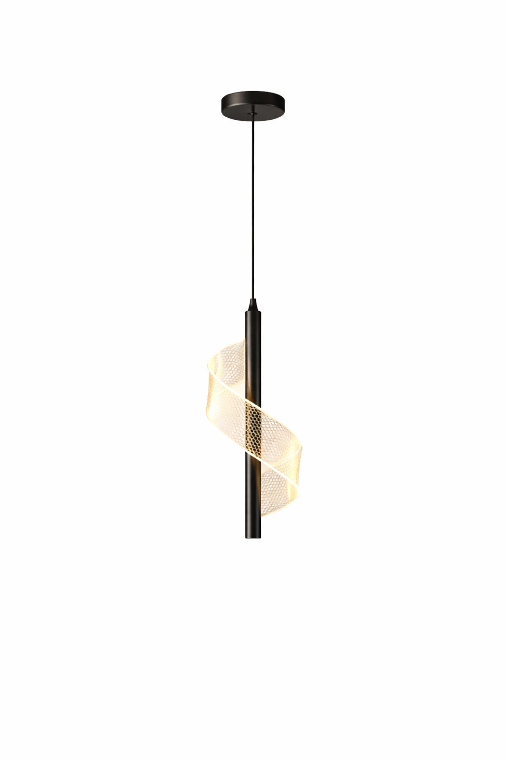 Single Noir Halo Spiral LED Pendant Light – Modern Minimalist Hanging Lamp (matte black)