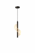 Single Noir Halo Spiral LED Pendant Light – Modern Minimalist Hanging Lamp (matte black)