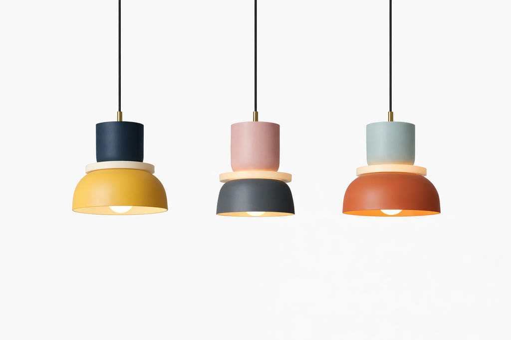 Three styles of colourful modern and funky Modal pendant lighting