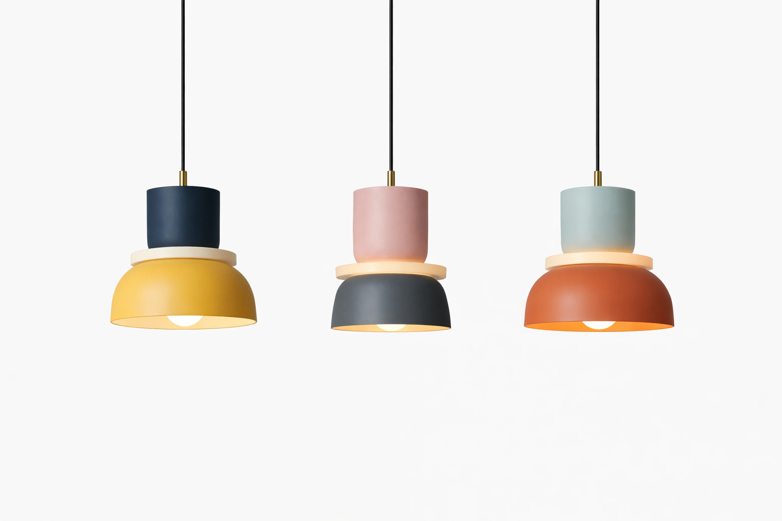 Three styles of colourful modern and funky Modal pendant lighting