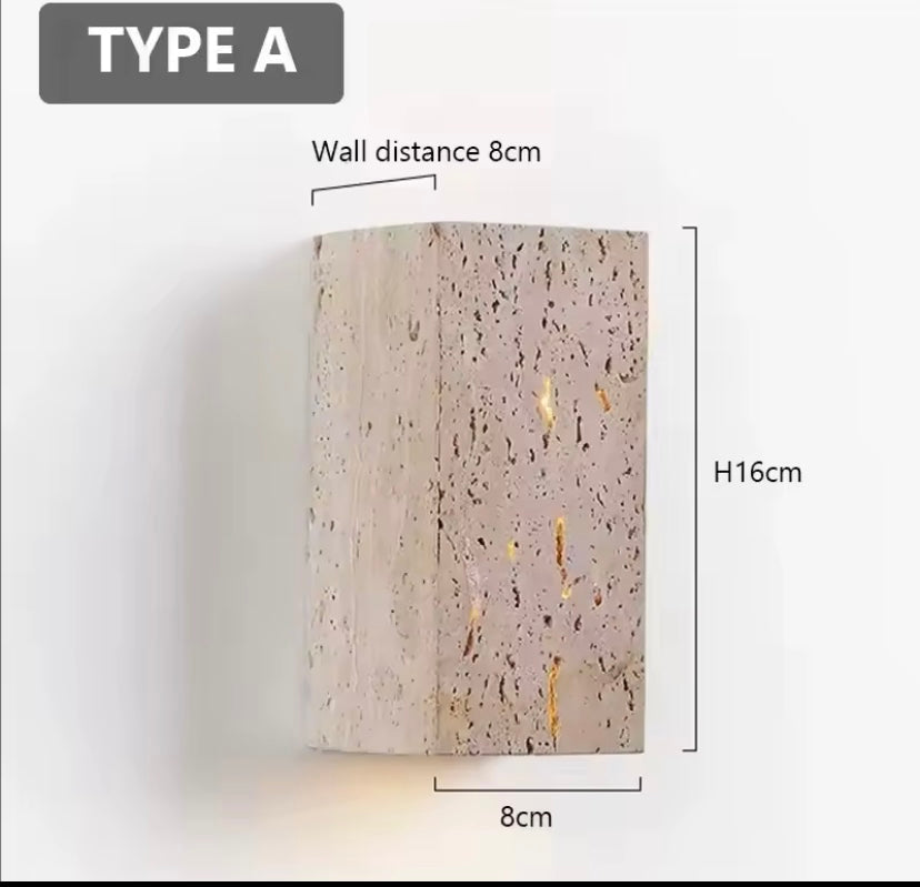 Travertine stone luxury lighting wall sconce for indoor and outdoor home specifications