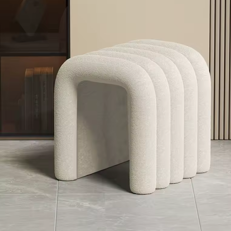 White Ula Luxury Modern stool on marble floor